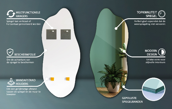 Specchio asimmetrico senza cornice 40x90 cm