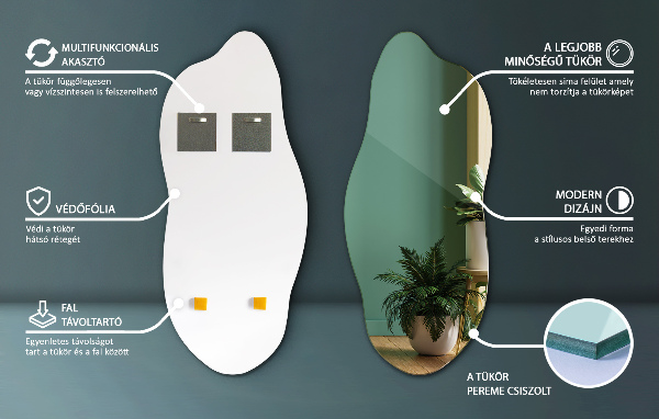 Specchio asimmetrico senza cornice 40x90 cm