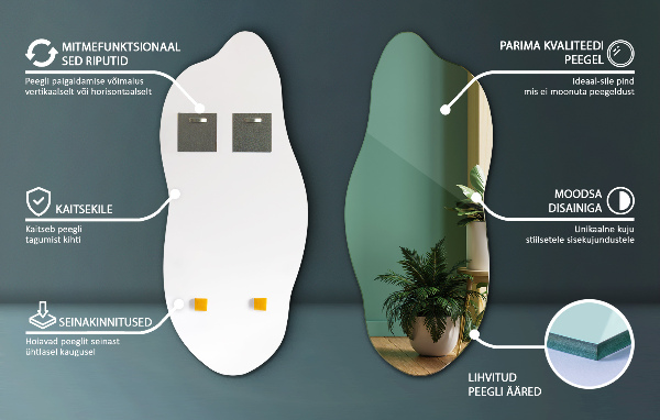 Specchio asimmetrico senza cornice 40x90 cm