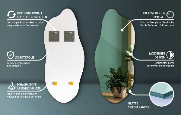 Specchio forma irregolare moderno 45x100 cm