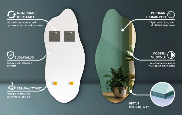 Specchio forma irregolare moderno 45x100 cm