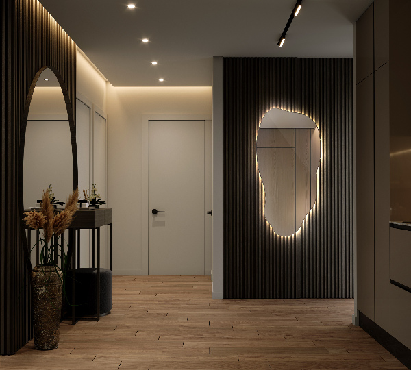 Specchio forma organica illuminato moderno minimalista 40x80 cm