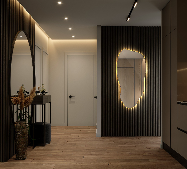 Specchio organico illuminato moderno 50x100 cm