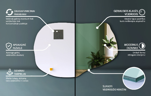 Specchio originale a parete 100x65 cm