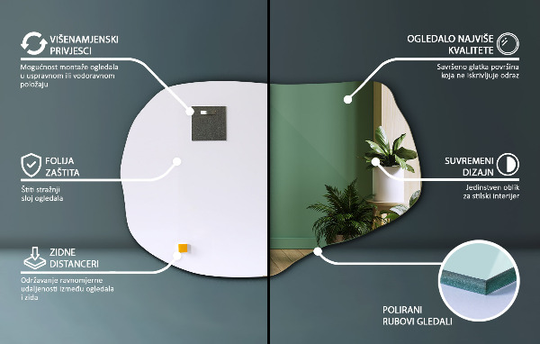 Specchio originale a parete 100x65 cm