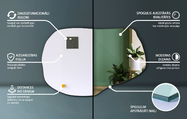 Specchio irregolare decorativo 70x46 cm