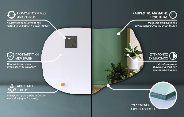 Specchio organico senza cornice 80x52 cm