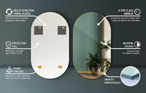 Specchio ovale senza cornice 40x70 cm