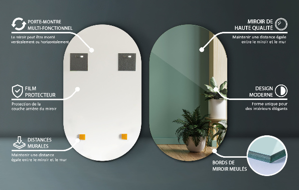 Specchio ovale grande senza cornice 52x90 cm