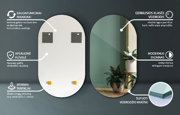 Specchio ovale grande senza cornice 52x90 cm