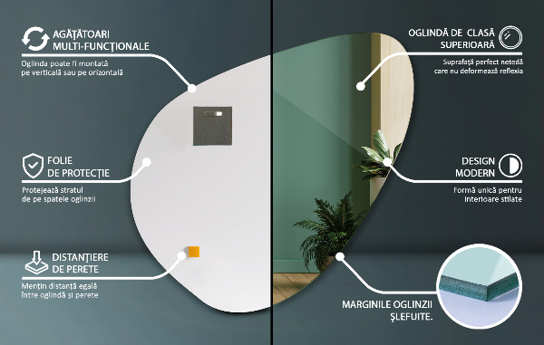 Specchio asimmetrico 58x58 cm