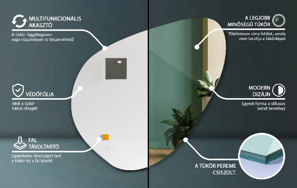 Specchio asimmetrico 58x58 cm