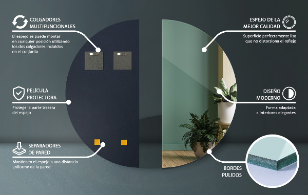 Specchio semicerchio da parete senza cornice 25x50 cm