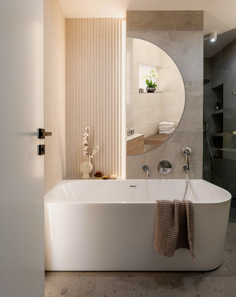 Specchio moderno semicircolare senza cornice 30x60 cm