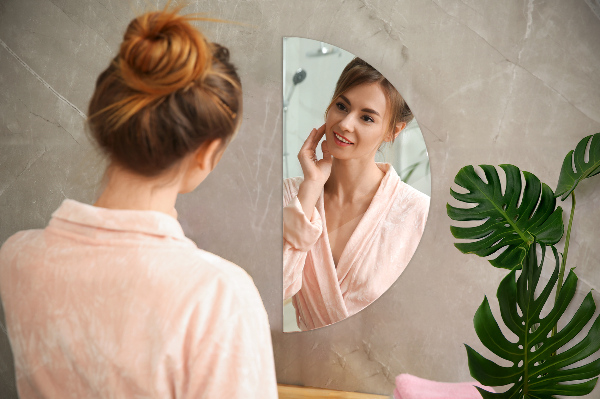 Specchio semiluna decorativo senza cornice 35x70 cm