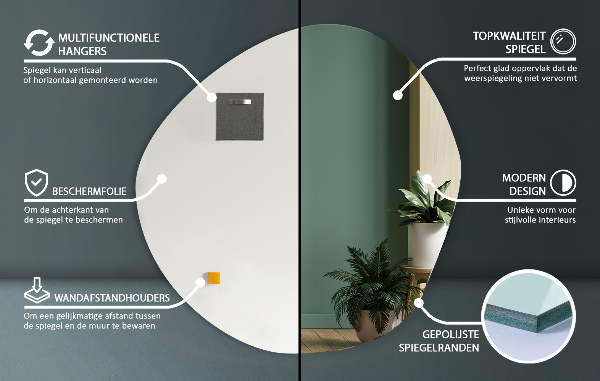 Specchio irregolare senza cornice da parete 48x48 cm