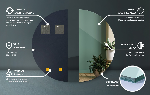 Specchio mezza luna senza cornice 50x100 cm