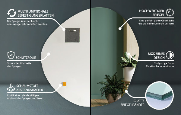 Specchio moderno irregolare senza cornice 97x96 cm