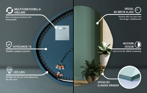 Specchio asimmetrico led 97x96 cm