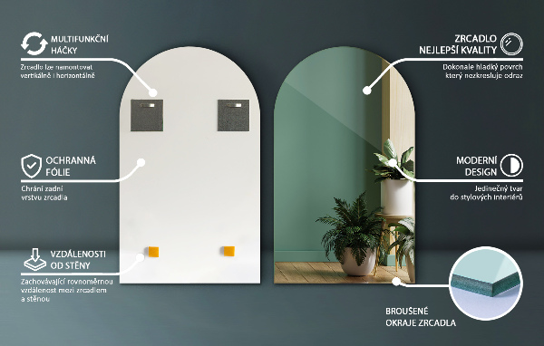 Specchio irregolare semiovale 40x70 cm