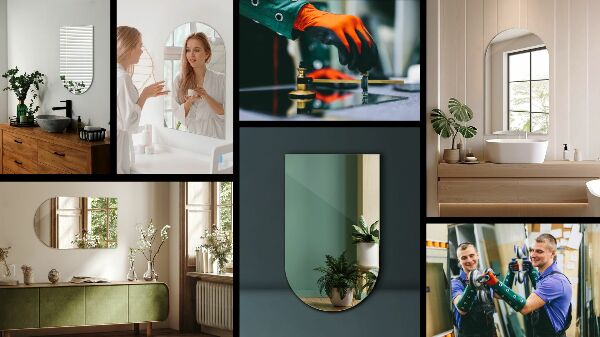 Specchio asimmetrico porticato 45x80 cm