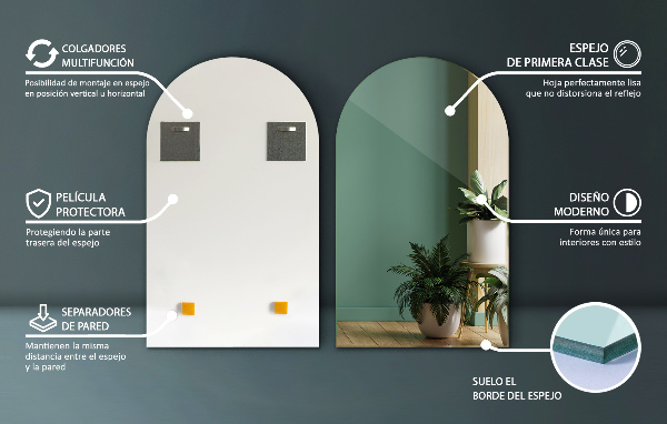 Specchio forma irregolare arcuato 50x90 cm