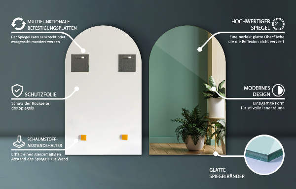 Specchio originale arrotondato 60x100 cm