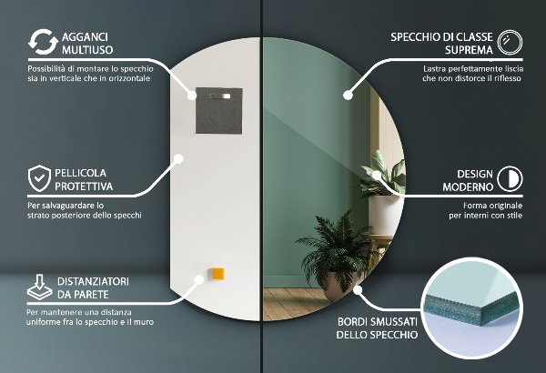 Specchio con tagli particolari 63x70 cm