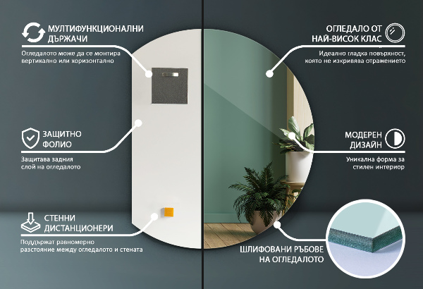 Specchio dal taglio irregolare 70x80 cm