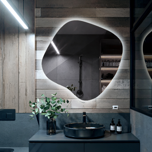 Specchio forma irregolare con led 48x48 cm