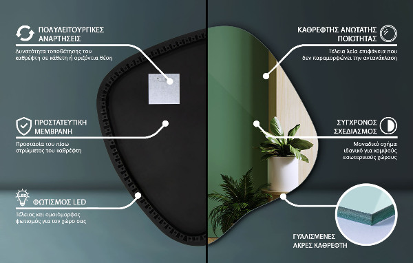 Specchio forma irregolare con led 59x58 cm