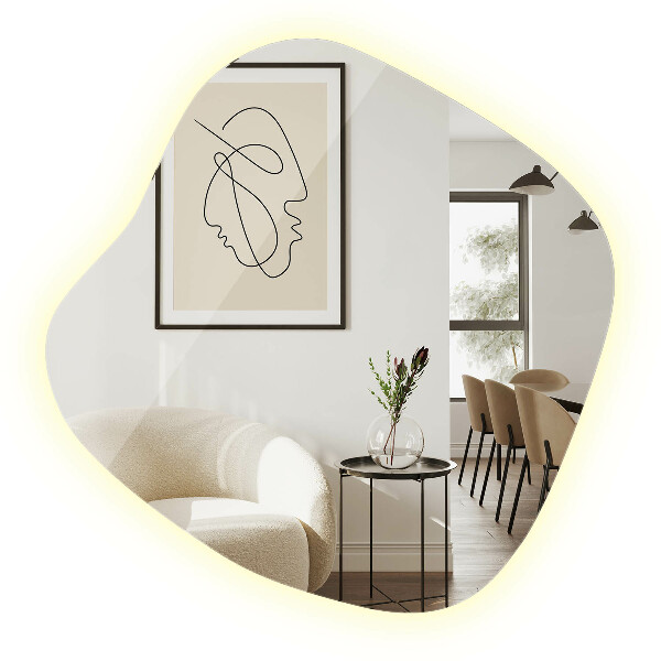 Specchio forma irregolare con led 77x77 cm