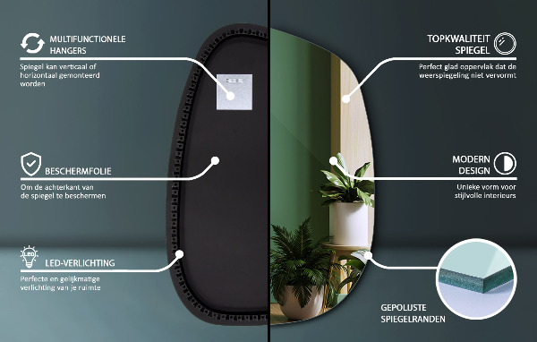 Specchio decorativo con LED 55x38 cm