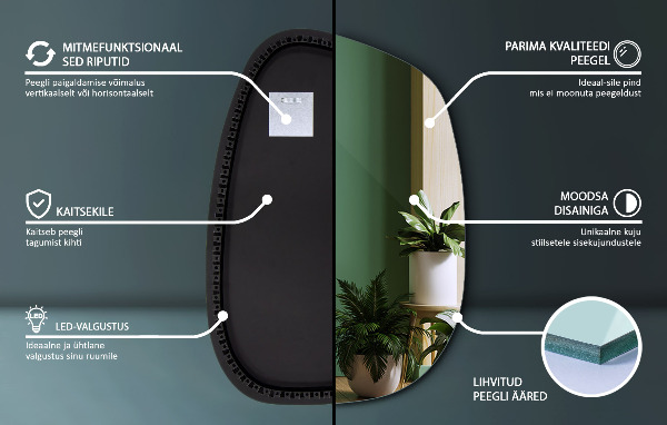 Specchio decorativo con LED 55x38 cm