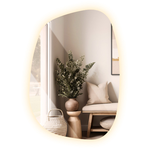 Specchio organico con LED 79x57 cm