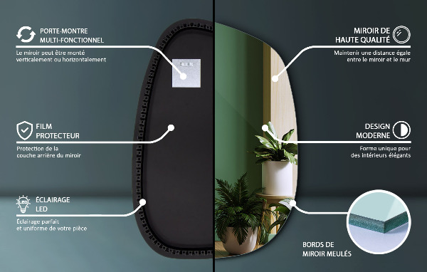 Specchio estetico con LED 91x66 cm