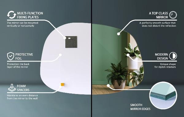 Specchio asimmetrico a forma di macchia 91x66 cm