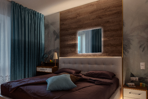 Specchio rettangolare da parete con luce 50x50 cm