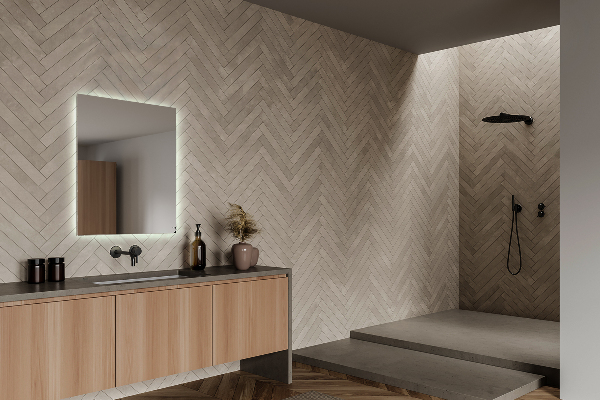 Specchio rettangolare da parete con luce 50x50 cm