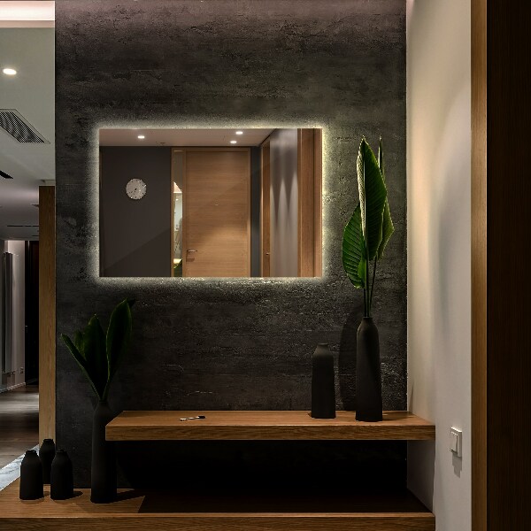 Specchiera bagno rettangolare con led 100x70 cm