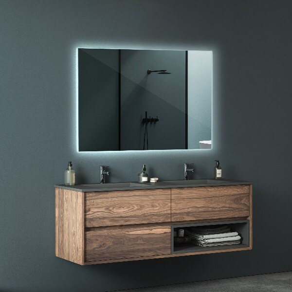 Specchiera bagno rettangolare con led 100x70 cm