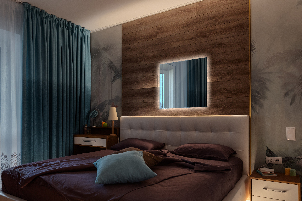 Specchio bagno rettangolare con luce 50x50 cm