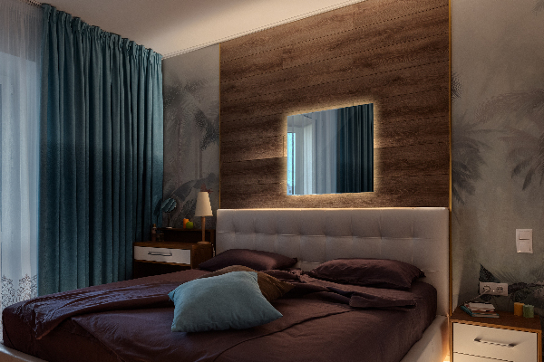 Specchio bagno rettangolare con luce 50x50 cm