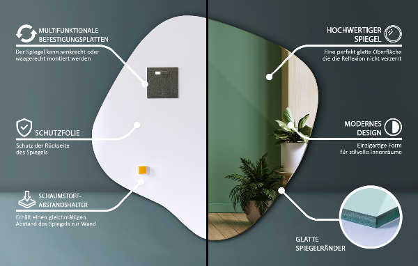 Specchio irregolare macchia originale 77x77 cm