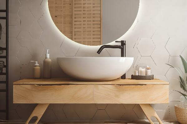 Specchio a semicerchio con illuminazione led 35x70 cm