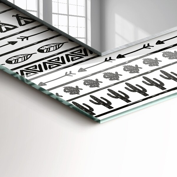 Specchio con cornice stampata Frecce di tipi di cactus