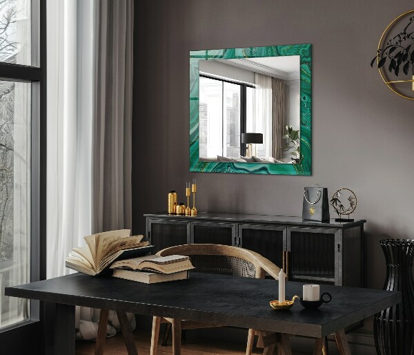 Specchio con cornice stampata Texture verde astratta
