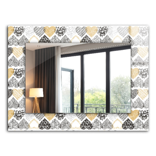 Specchio con cornice stampata Cuori colorati