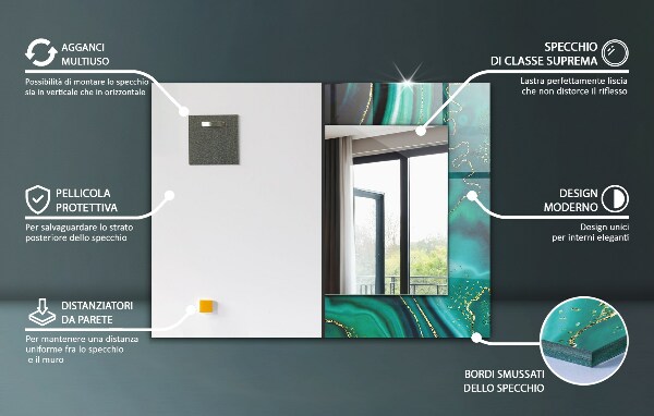 Specchio stampato Motivo a gradiente a zig-zag