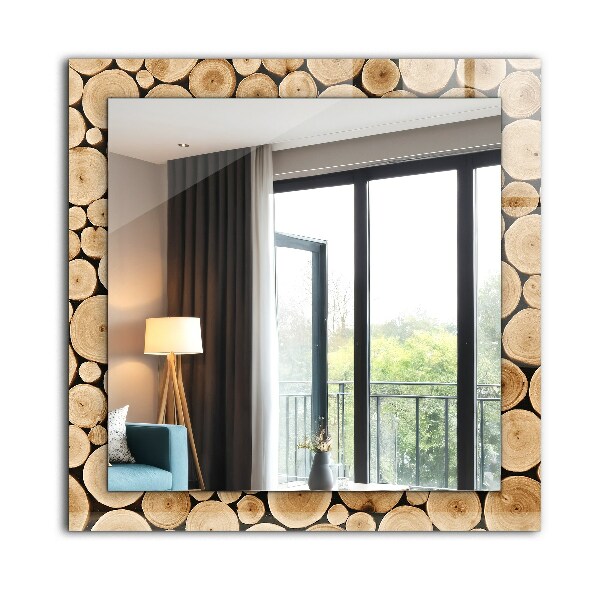 Specchio con cornice stampata Sezioni trasversali di tronchi d'albero